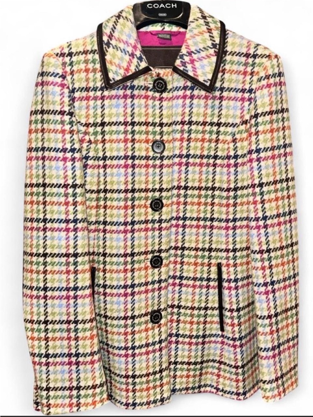 Vintage Coach Hampton Tattersall Plaid Wool Coat